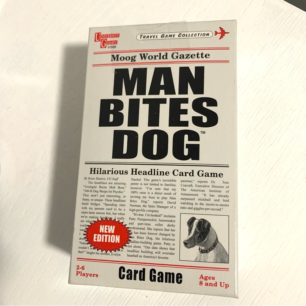 Man Bites Dog university Game fun hilarious headline Card Family Game New